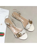 Gucci Flat Leather Sandal with Double G 524631 White 2019