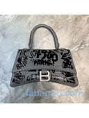 Balenciaga Hourglass Small Top Handle Bag in Graffiti Crocodile Embossed Leather Grey/Silver 2020