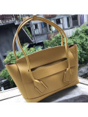 Bottega Veneta Arco Medium Grained Calfskin Maxi Weave Top Handle Bag Yellow 2019