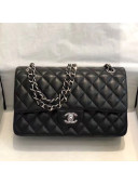 Chanel Lambskin Classic Medium Flap Bag A01112 Black/Silver 2021