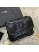 Saint Laurent Baby Niki Chain Bag in Vintage Crinkled Leather 533037 Black/Silver 2021