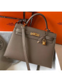 Hermes Kelly 32cm Top Handle Bag in Epsom Leather Etoupe 2020