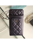 Chanel Quilted Lambskin Vertical Phone Holder/Classic Clutch with Chain AP0990 Black 2019