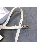 Celine Width 2.5cm Caflskin Belt White 2020