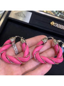Bottega Veneta Leather Twist Earrings Pink 2021