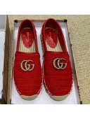 Gucci GG Crochet Knit Espadrille Red 2019