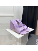 The Attico Crocodile Embossed Leather High Heel Slide Sandals 10.5cm Light Purple 2022