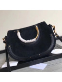 Chloe Medium Pixie Bag in Suede and Smooth Calfskin Black 2017
