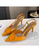 Valentino VLogo One-Tone Patent Leather Slingback Sandals 80mm Yellow 2020