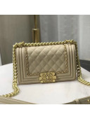 Chanel Quilted Calfskin Chain Small Boy Flap Bag A67085 Beige 2019