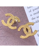 Chanel Egypt Embossed CC Stud Earrings Gold 2019