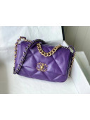 Chanel 19 Goatskin Small Flap Bag AS1160 Violet Purple 2021 TOP