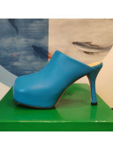 Bottega Veneta The Bold Nappa Leather High Heel Platform Mules Sky Blue 2020