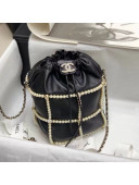 Chanel Pearl Quilted Small Drawstring Bucket Bag AS2313 Black 2021
