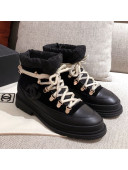 Chanel Suede and Leather Lace-up Short Boots Black 2020
