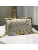Chanel Quilted Calfskin Chain Small Boy Flap Bag A67085 Gray 2019