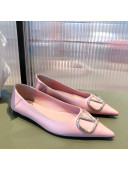 Valentino Silver VLogo Grained Leather Ballet Flat Light Pink 2021 