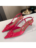 Valentino VLogo One-Tone Patent Leather Slingback Sandals 40mm Pink 2020