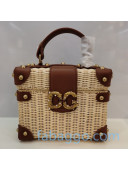 Dolce&Gabbana DG Amore Box Bag in Wicker and Calfskin Brown/Beige 2020