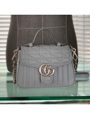 Gucci GG Marmont Geometric Leather Mini Top Handle Bag 583571 Dark Grey 2021