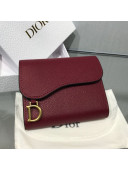 Dior Saddle Grained Calfskin Mini Flap Wallet Burgundy 2019
