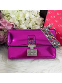 Dior Dioraddict Flap Bag in Metallic Calfskin With Jewelry Belt Strap Rosy 2018