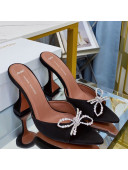 Amina Muaddi Silk Crystal Bow Heel Slide Sandals 9.5cm Black 2021