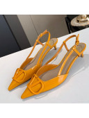 Valentino VLogo One-Tone Patent Leather Slingback Sandals 40mm Yellow 2020