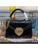 Dolce&Gabbana DG Small Devotion Top Handle Bag in Pythonskin Leather Black 2020