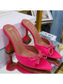 Amina Muaddi Silk Crystal Bow Heel Slide Sandals 9.5cm Pink 2021