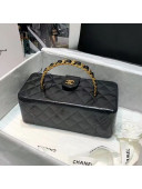 Chanel Shiny Patent Leather Metal Vanity Case Dark Gray 2021