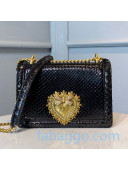 Dolce&Gabbana DG Medium Devotion Shoulder Bag in Pythonskin Leather Black 2020