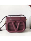 Valentino Supervee Supple Calfskin Maxi-Logo Crossbody Bag 1011S Burgundy 2020