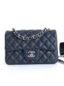 Chanel Caviar Calfskin Mini Classic Flap Bag 1116 Navy Blue (Silver-Tone Hardware)