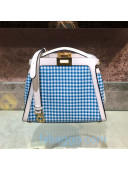 Fendi Peekaboo Iconic Essentially Medium Bag in Check Leather Blue 2020