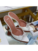 Amina Muaddi Silk Crystal Bow Heel Slide Sandals 9.5cm White 2021