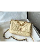 Chanel 19 Goatskin Small Flap Bag AS1160 Light Yellow 2021 TOP