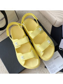 Chanel Leather Strap Flat Sandals with White CC Charm G35927 Yellow 2021