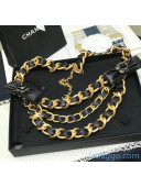 Chanel Leather Bow and Camellia Chain Belt AB4461 Black/Gold 2020