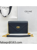 Celine Maillon Triomphe Chain Wallet in Shiny Calfskin Black 2021