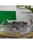 Bottega Veneta Cassette Small Crossbody Bag in Laminated Leather 578004 Silver 2021