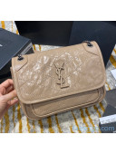 Saint Laurent Baby Niki Chain Bag in Vintage Crinkled Leather 533037 Light Apricot 2021