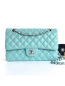 Chanel Caviar Calfskin Medium Classic Flap Bag 1112 Pale Blue (Silver-Tone Hardware)