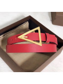 Bottega Veneta Width 2cm Smooth Calfskin Belt With Signature Triangular Buckle Red 2020