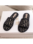 Dior Homey Slipper Sandals in Blue Oblique Embroidery 2020