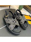 Louis Vuitton Since 1854 Paseo Flat Comfort Sandal in Grey Studded Monogram Canvas 2021