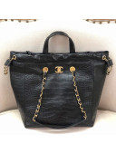 Chanel Crocodile Embossed Calfskin Large Shopping Bag AS0801 Black 2019