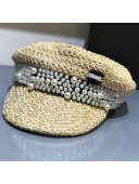 Chanel Straw Hat with Pearl Charm Beige 2021