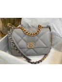Chanel 19 Goatskin Small Flap Bag AS1160 Pale Gray 2021 TOP