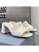 Prada Quilted Lambskin Heel Slide Sandals 7 cm White 2021